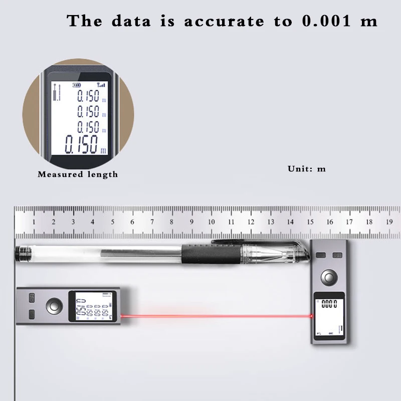 Mini Laser Rangefinder Digital Tape Measure Laser Ruler USB Charge Aluminum Alloy Fuselage Measuring Distance Mini Laser Rangefinder Digital Tape Measure Laser Ruler USB Charge Aluminum Alloy Fuselage Measuring Distance