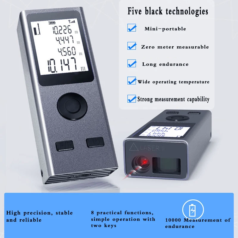 Mini Laser Rangefinder Digital Tape Measure Laser Ruler USB Charge Aluminum Alloy Fuselage Measuring Distance Mini Laser Rangefinder Digital Tape Measure Laser Ruler USB Charge Aluminum Alloy Fuselage Measuring Distance