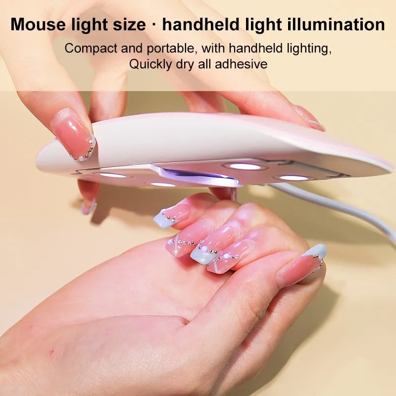 Mini Nail Dryer Machine Portable 6 LED UV Manicure Lamp Home Use Nail Lamp For Drying Polish Varnish With USB Cable