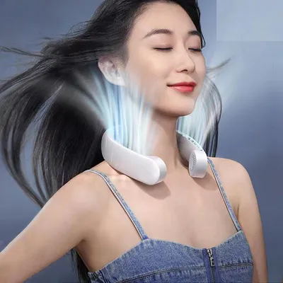 Mini Neck Fan Portable Bladeless Hanging Neck 1200mAh Rechargeable Air Cooler 3 Speed Mini Summer Sports Fans