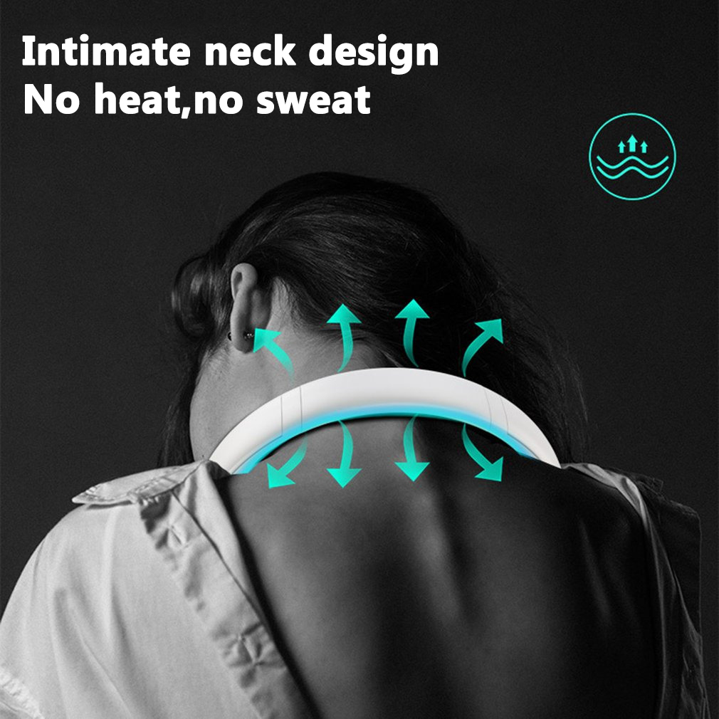 Mini Neck Fan Portable Bladeless Hanging Neck 1200mAh Rechargeable Air Cooler 3 Speed Mini Summer Sports Fans
