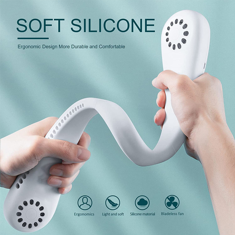 Mini Neck Fan Portable Bladeless Hanging Neck 1200mAh Rechargeable Air Cooler 3 Speed Mini Summer Sports Fans