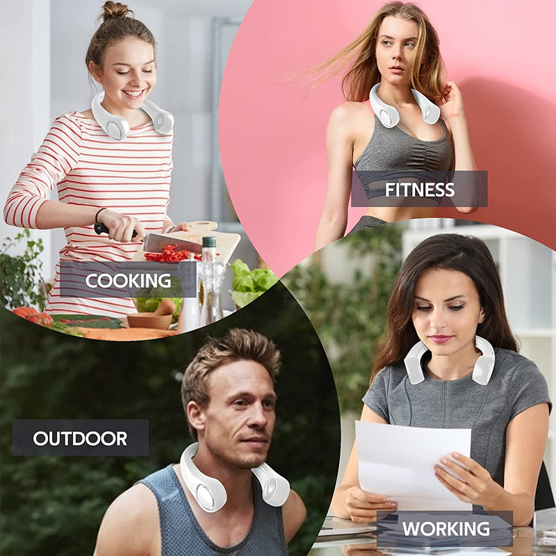 Mini Neck Fan Portable Bladeless Hanging Neck 1200mAh Rechargeable Air Cooler 3 Speed Mini Summer Sports Fans