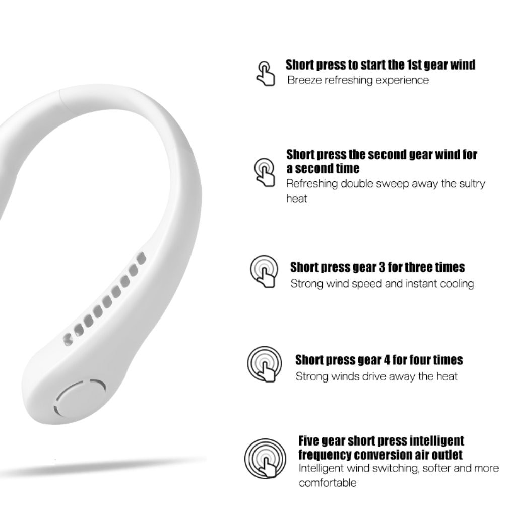 Mini Neck Fan Portable Bladeless Hanging Neck 600mAh Rechargeable Air Cooler 3 Speed Mini Summer Sports Fans Mini Neck Fan Portable Bladeless Hanging Neck 600mAh Rechargeable Air Cooler 3 Speed Mini Summer Sports Fans