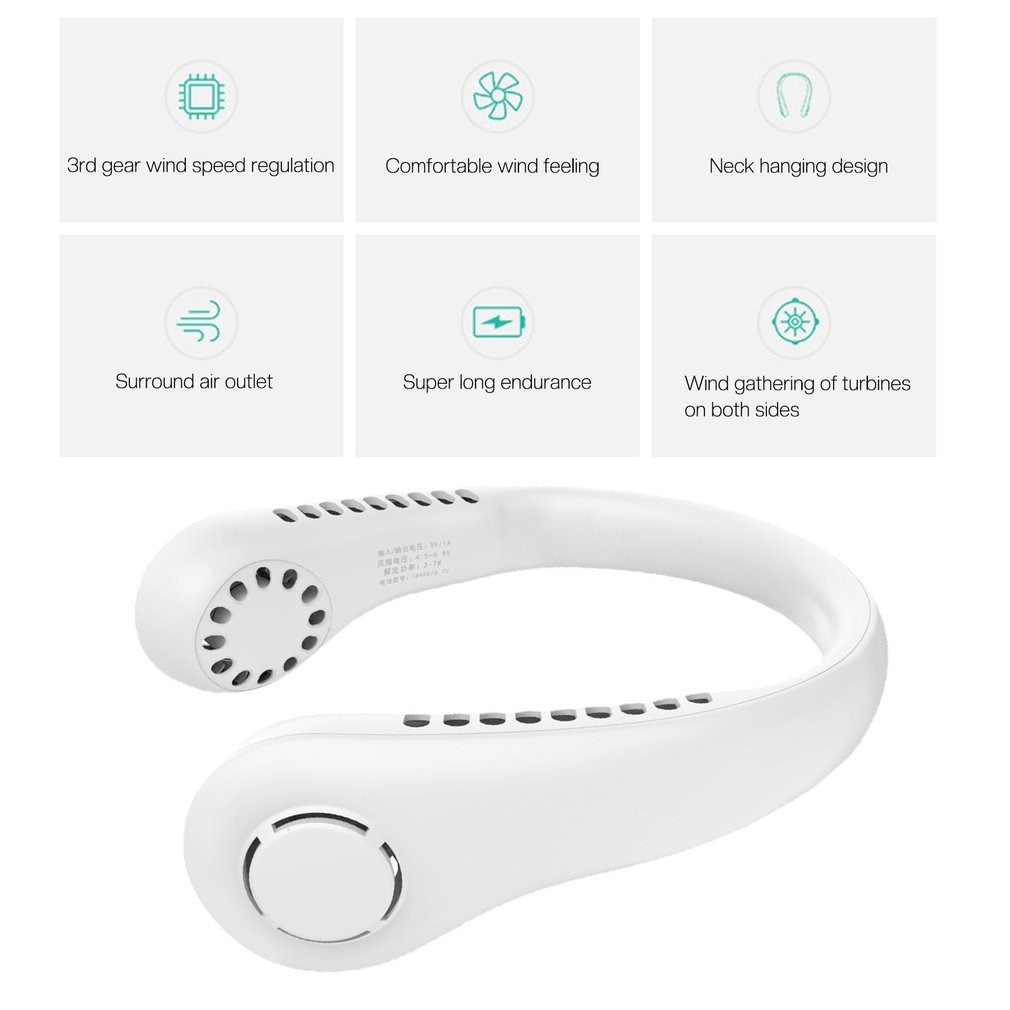 Mini Neck Fan Portable Bladeless Hanging Neck 600mAh Rechargeable Air Cooler 3 Speed Mini Summer Sports Fans Mini Neck Fan Portable Bladeless Hanging Neck 600mAh Rechargeable Air Cooler 3 Speed Mini Summer Sports Fans