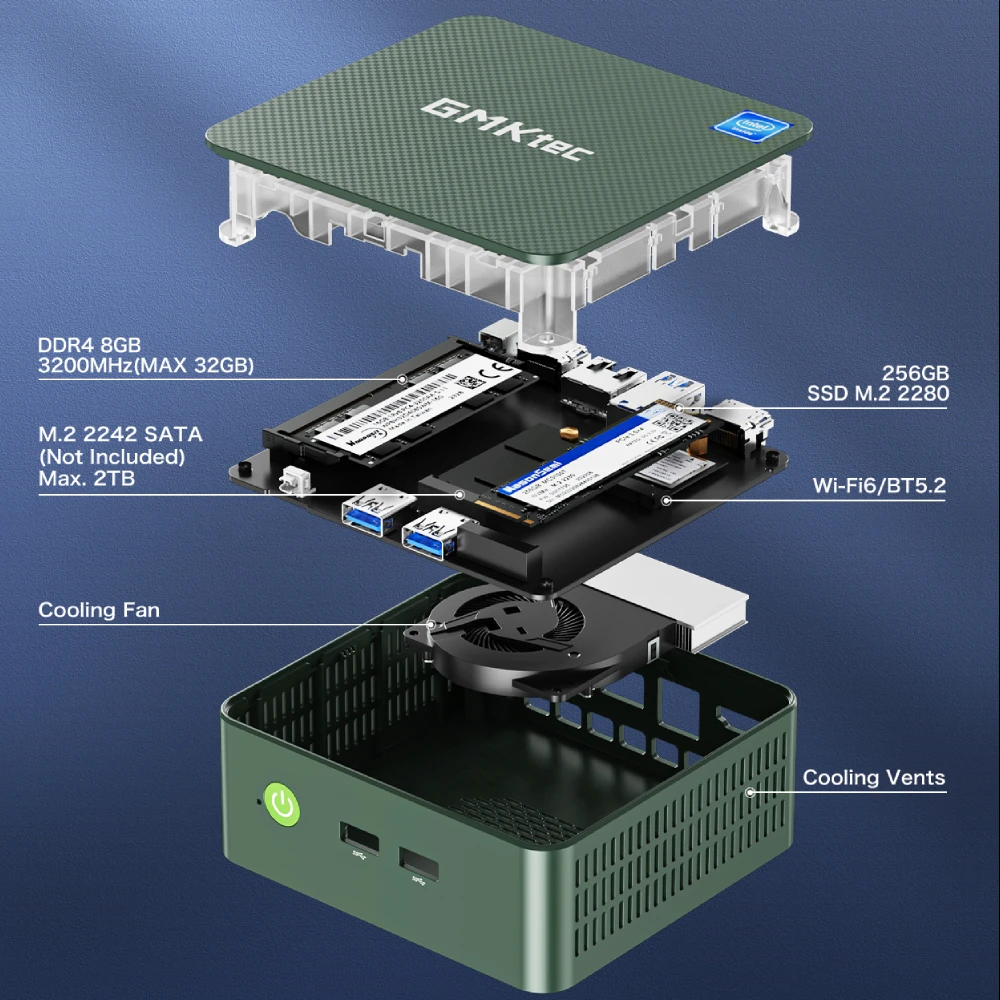 Mini PC Intel Alder Lake N100 Windows 11 Pro Mini PC 8/16GB DDR4 256/512GB PCIe M.2 SSD WiFi 6 BT5.2 Desktop Computer