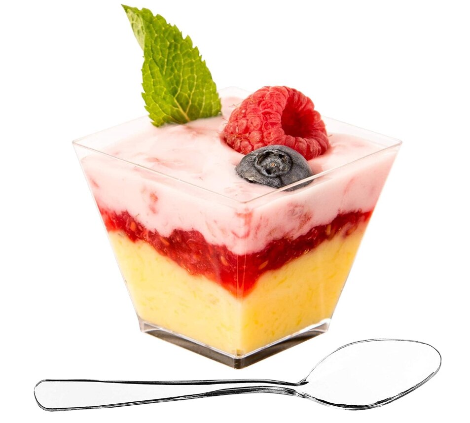 Mini Plastic Dessert Cups with Spoons (20 pcs) Mini Plastic Dessert Cups with Spoons (20 pcs)