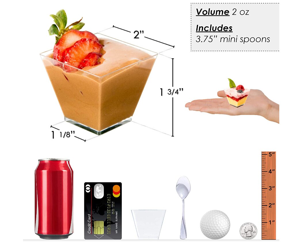 Mini Plastic Dessert Cups with Spoons (20 pcs)