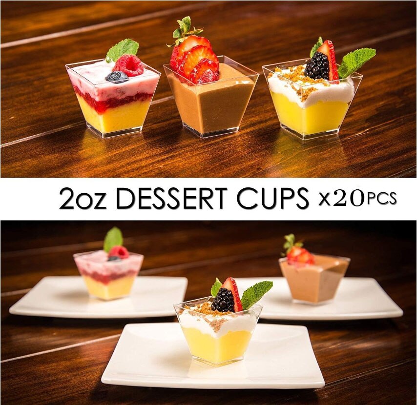 Mini Plastic Dessert Cups with Spoons (20 pcs)