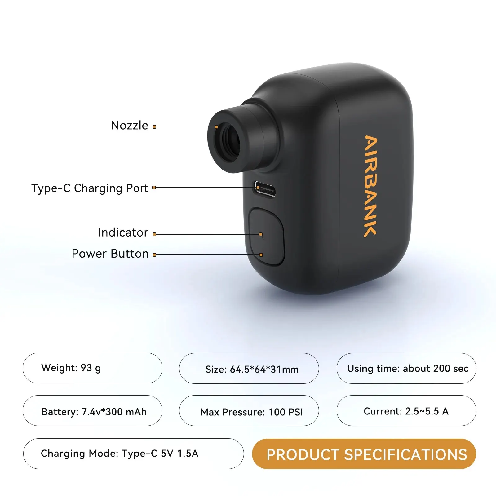 Mini Portable Bicycle Pump Rechargeable Air Inflator 100PSI 5V Type-C Bike Accessories for Bike Schrader Presta Tires Mini Portable Bicycle Pump Rechargeable Air Inflator 100PSI 5V Type-C Bike Accessories for Bike Schrader Presta Tires
