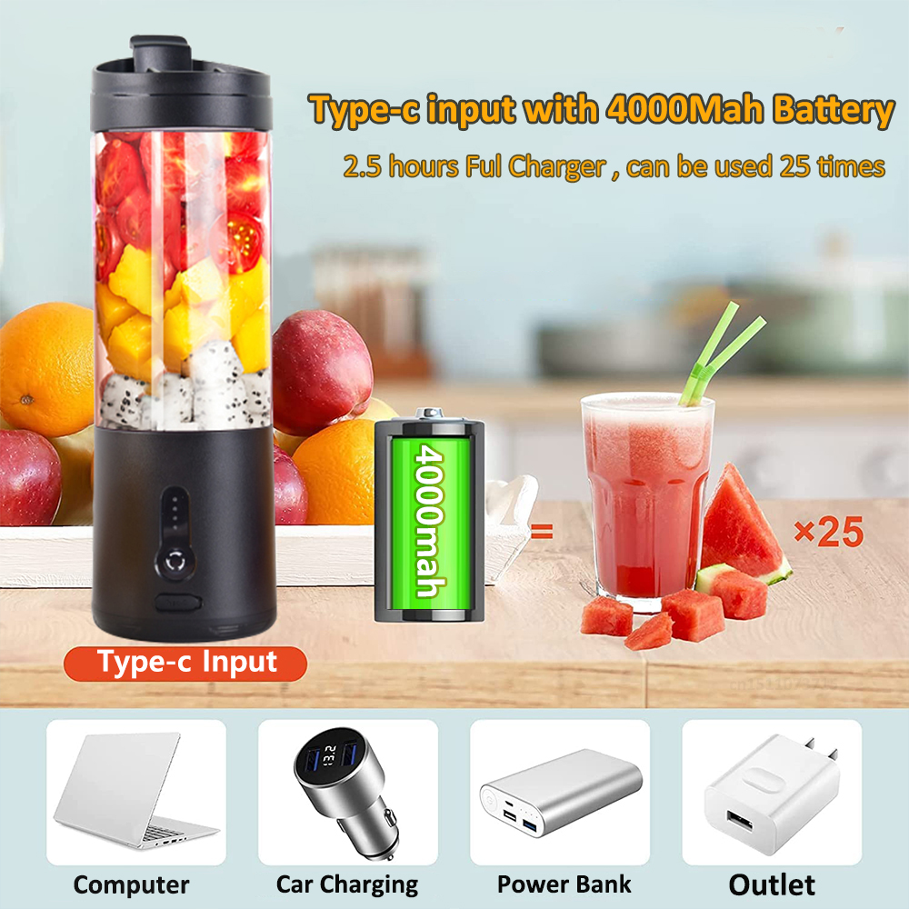 Mini Portable Blender Electric Fruit Juicer Smoothie Orange Fresh Juice Blender Multifunction Rechargeable Portable