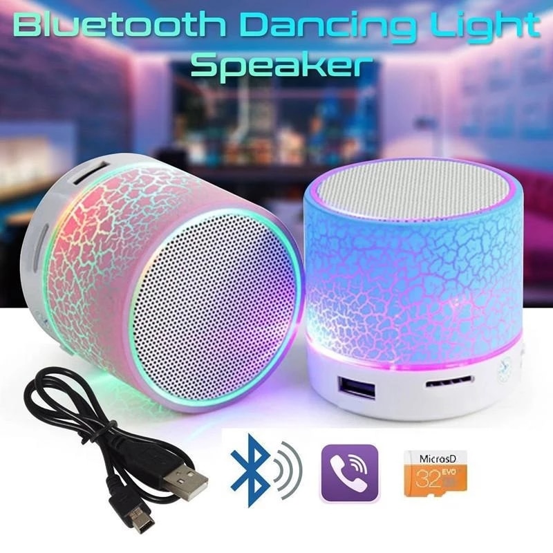 Mini Portable Car Audio A9 Dazzling Crack LED Wireless Bluetooth Subwoofer Speaker TF Card