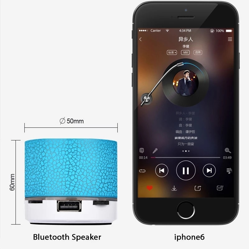 Mini Portable Car Audio A9 Dazzling Crack LED Wireless Bluetooth Subwoofer Speaker TF Card