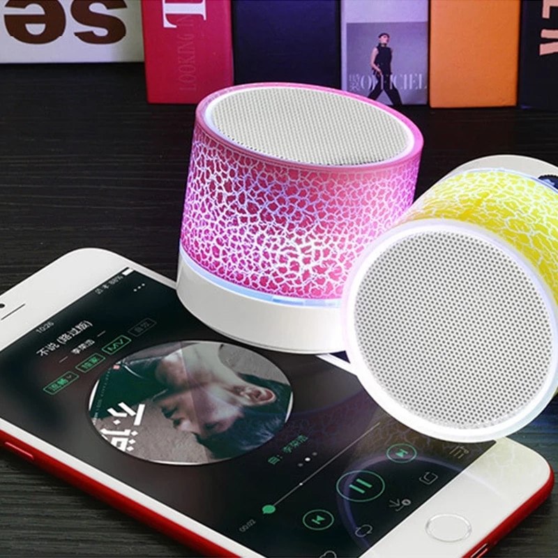 Mini Portable Car Audio A9 Dazzling Crack LED Wireless Bluetooth Subwoofer Speaker TF Card