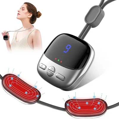 Mini Portable Hanging Neck Massager With Heat Electric EMS TENS Pulse Hot Compress Smart Cervical Spine Massager