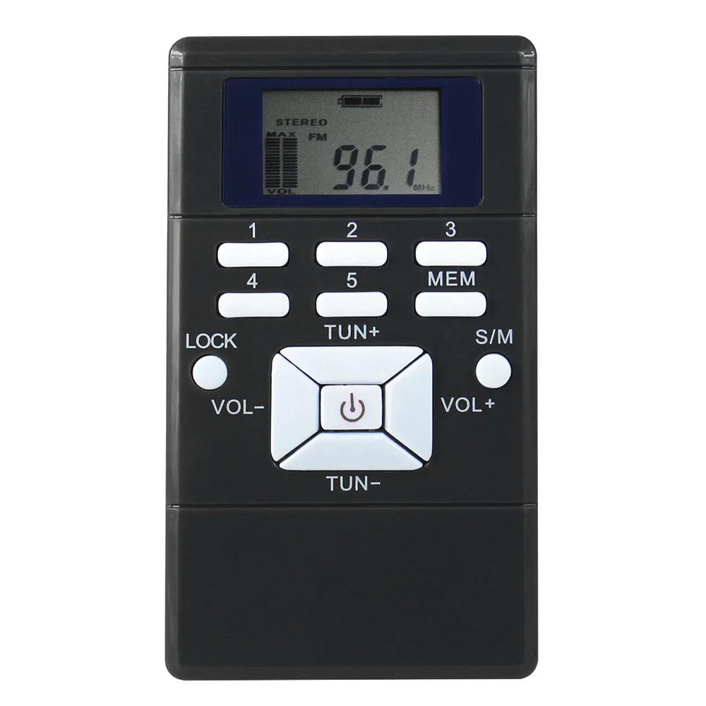 Mini Portable Stereo FM Radio Digital Clock Receiver for Meeting Simultaneous Interpretation Clip-on Radio w/ Earphone