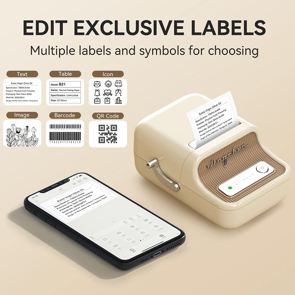 Mini Portable Thermal Printer Self-Adhesive Label Printer For Stickers Label Maker Printer Without Ink