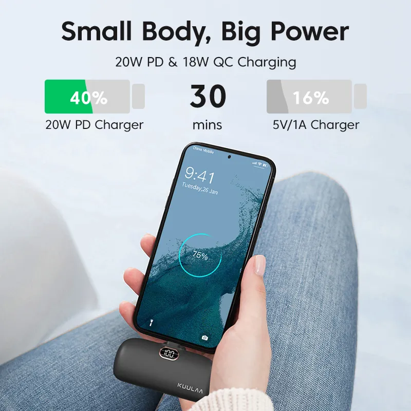 Mini Power Bank 5000mAh PowerBank QC PD Fast Charging Externe Portable Charger For iPhone or for Type C and Android Mini Power Bank 5000mAh PowerBank QC PD Fast Charging Externe Portable Charger For iPhone or for Type C and Android
