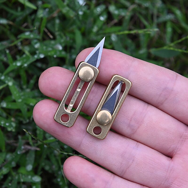 Mini Push Knife Pocket Push Pull Knife Portable EDC Key Chain Pendant Sharp Self Defense Unpacking Knife