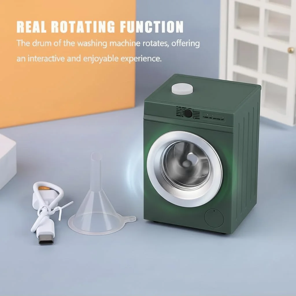 Mini Rechargeable Rotating Washing Machine 1:12 Dollhouse Accessories Mini Scene Model Ornament DIY Play House