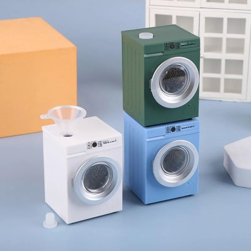 Mini Rechargeable Rotating Washing Machine 1:12 Dollhouse Accessories Mini Scene Model Ornament DIY Play House