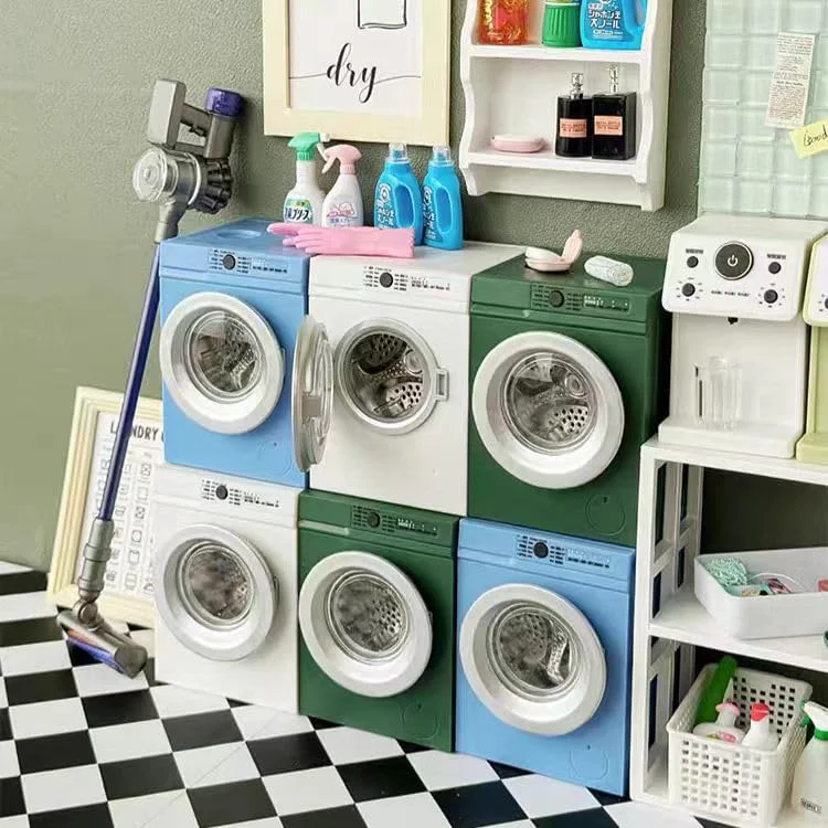 Mini Rechargeable Rotating Washing Machine 1:12 Dollhouse Accessories Mini Scene Model Ornament DIY Play House