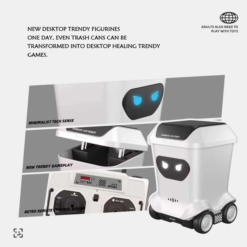 Mini Remote Control Trash Can Desktop Creative Toy, Fully Proportional Control Remote Control Car Ornament Boys Holiday