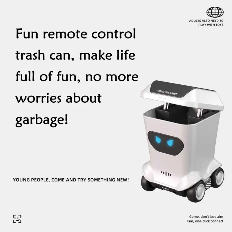 Mini Remote Control Trash Can Desktop Creative Toy, Fully Proportional Control Remote Control Car Ornament Boys Holiday