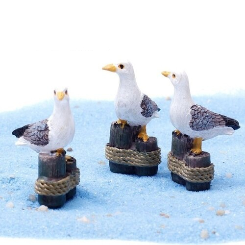 Mini Resin Seagull Ornaments (3pcs)