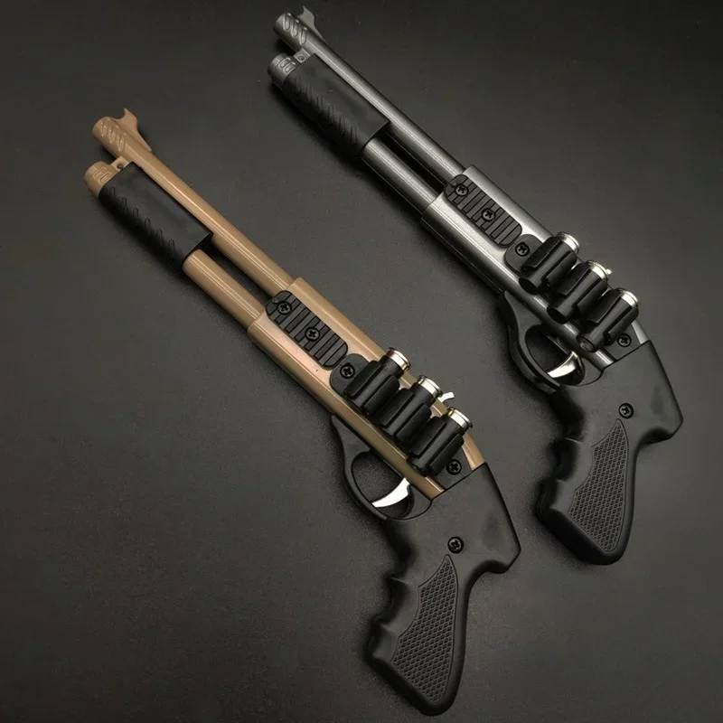 Mini Rubber Band Shotgun Sprayer 8 Bursts of Rubber Band Gun Miniature Model Ornaments Toy Soft Bullet Gun
