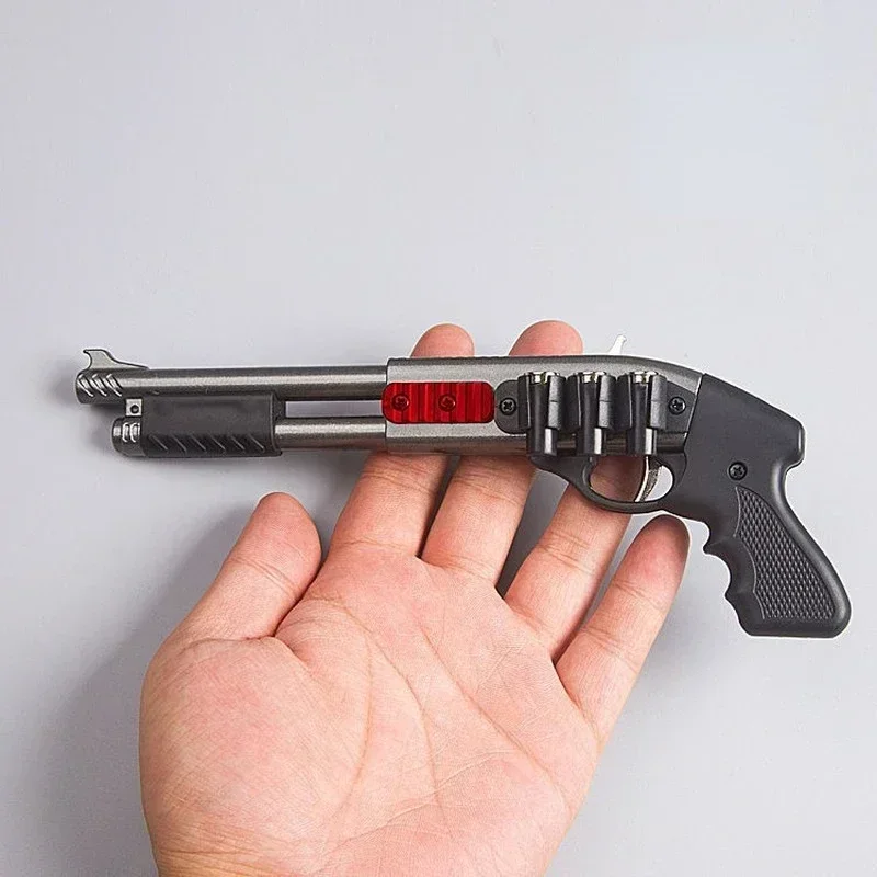 Mini Rubber Band Shotgun Sprayer 8 Bursts of Rubber Band Gun Miniature Model Ornaments Toy Soft Bullet Gun