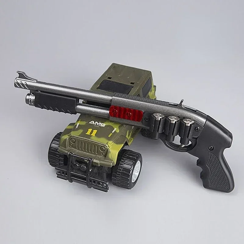 Mini Rubber Band Shotgun Sprayer 8 Bursts of Rubber Band Gun Miniature Model Ornaments Toy Soft Bullet Gun