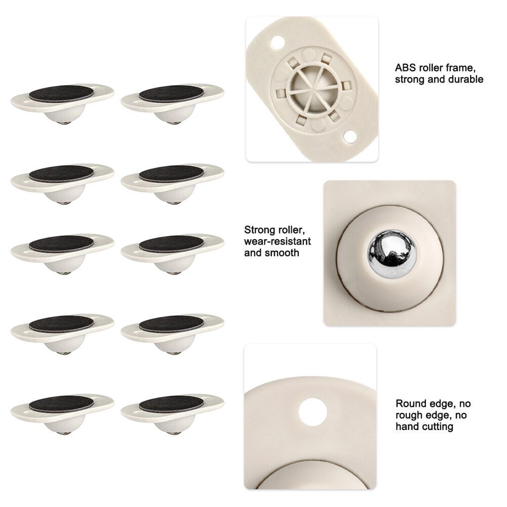 Mini Self Adhesive Rotating Cabinet Wheels (20 pcs)