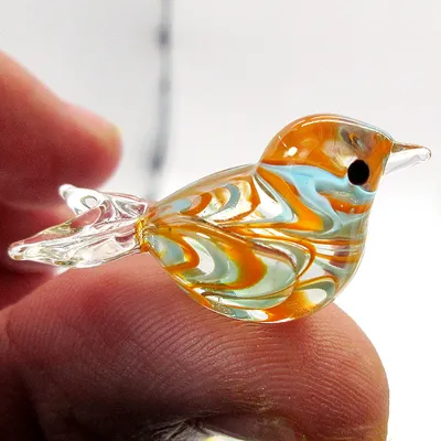 Mini Stained Glass Bird Decor