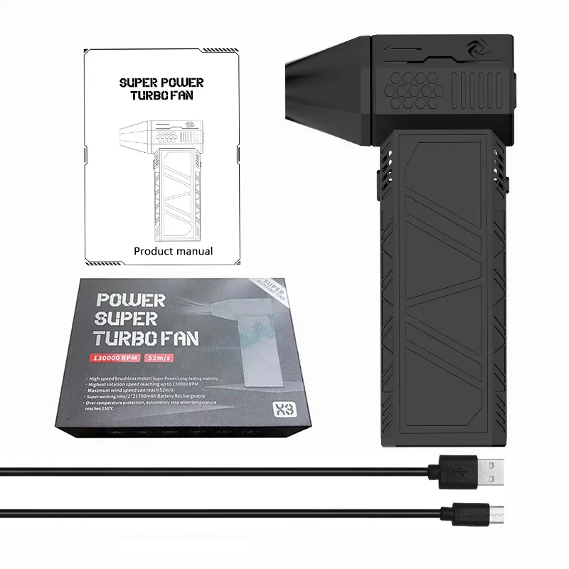 Mini Turbo Jet Fan Electric Air Duster with 3 Gear Adjustable 130000RPM Wind Speed 52m/s Car Computer Cleaning Blower