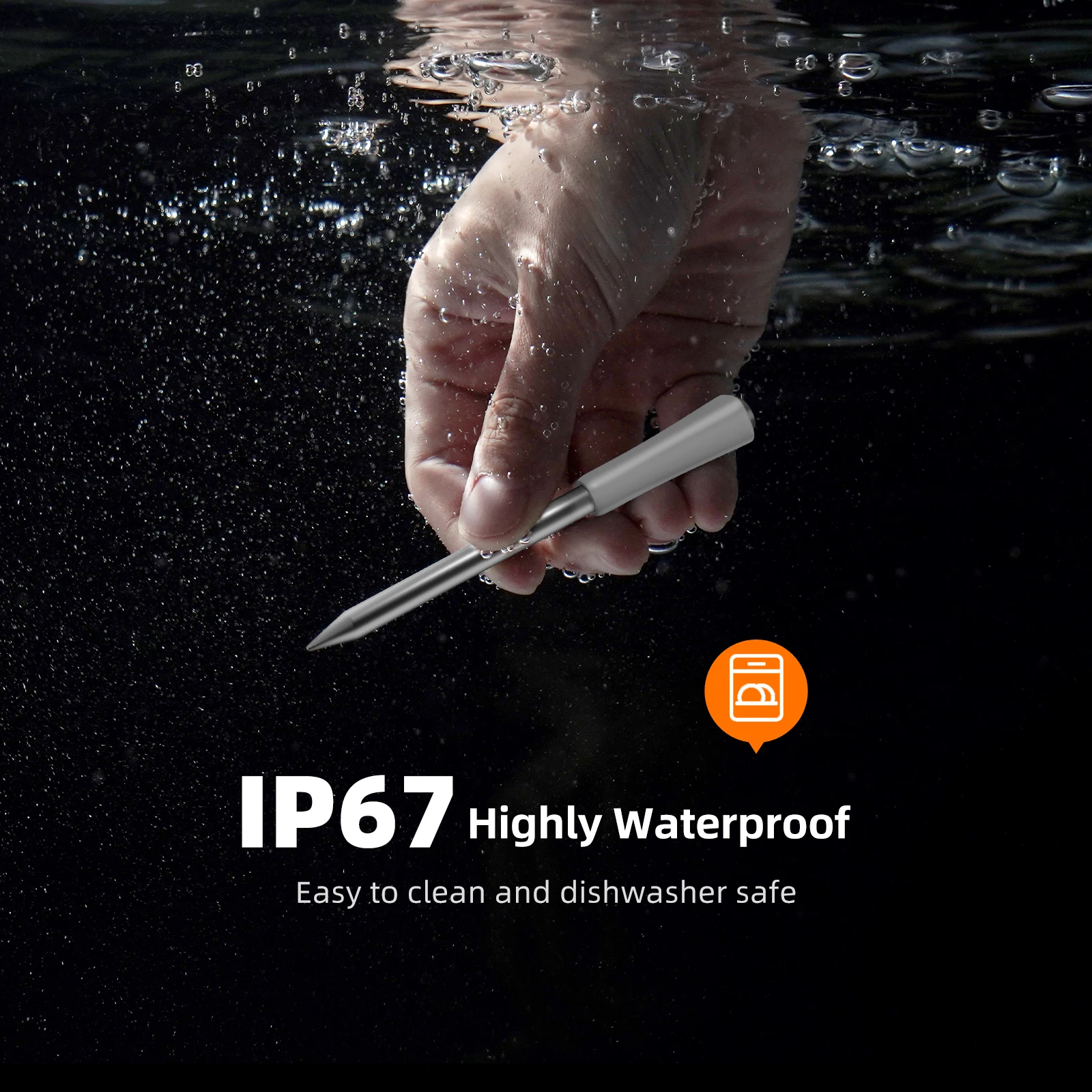 Mini Wireless Meat Thermometer, Bluetooth 5.4 1000ft, 1s Response, IP67, 26 Presets, LED Display, for BBQ/Grill