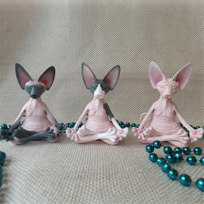 Miniature Resin Meditating Cat Statue