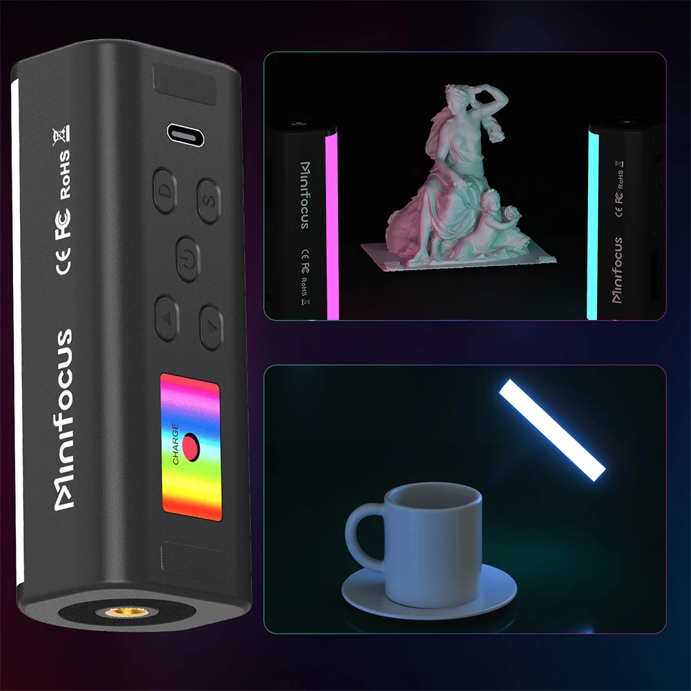 Minifocus Mini RGB Tube Light Handheld led Photography Stick Video Wand Fill Lamp Magnetic 2500-9000K for Vlog Youtube