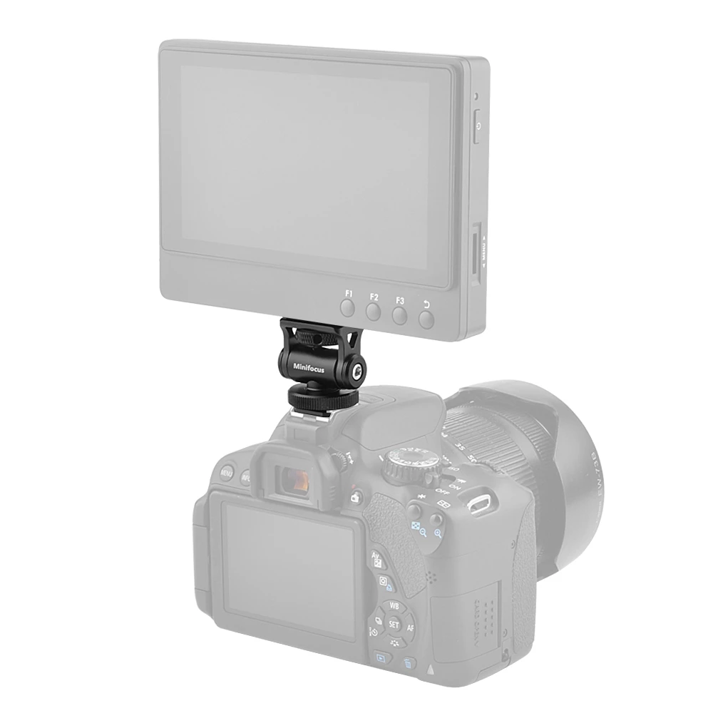 Minifocus Monitor Holder Cold Shoe Mount for Camera Field Monitors Microphone Hot Shoe 180 Degree Tilt Adjustable Mount