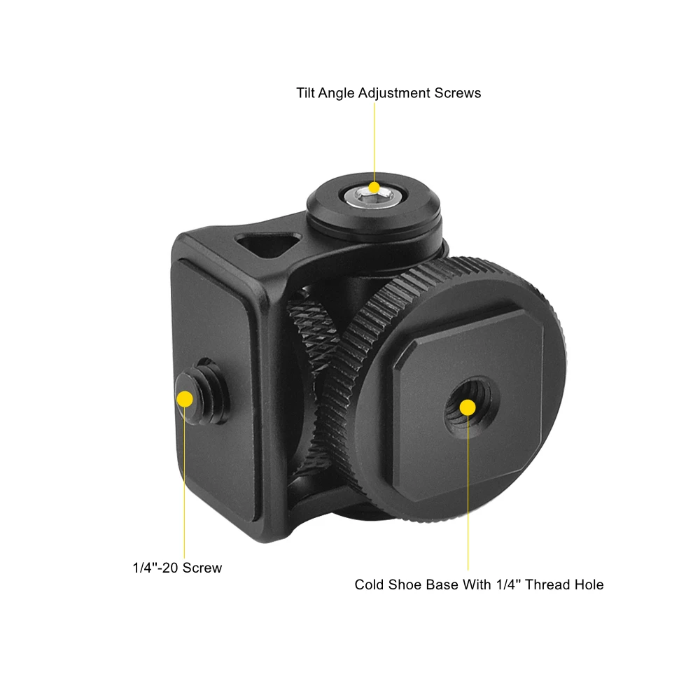 Minifocus Monitor Holder Cold Shoe Mount for Camera Field Monitors Microphone Hot Shoe 180 Degree Tilt Adjustable Mount