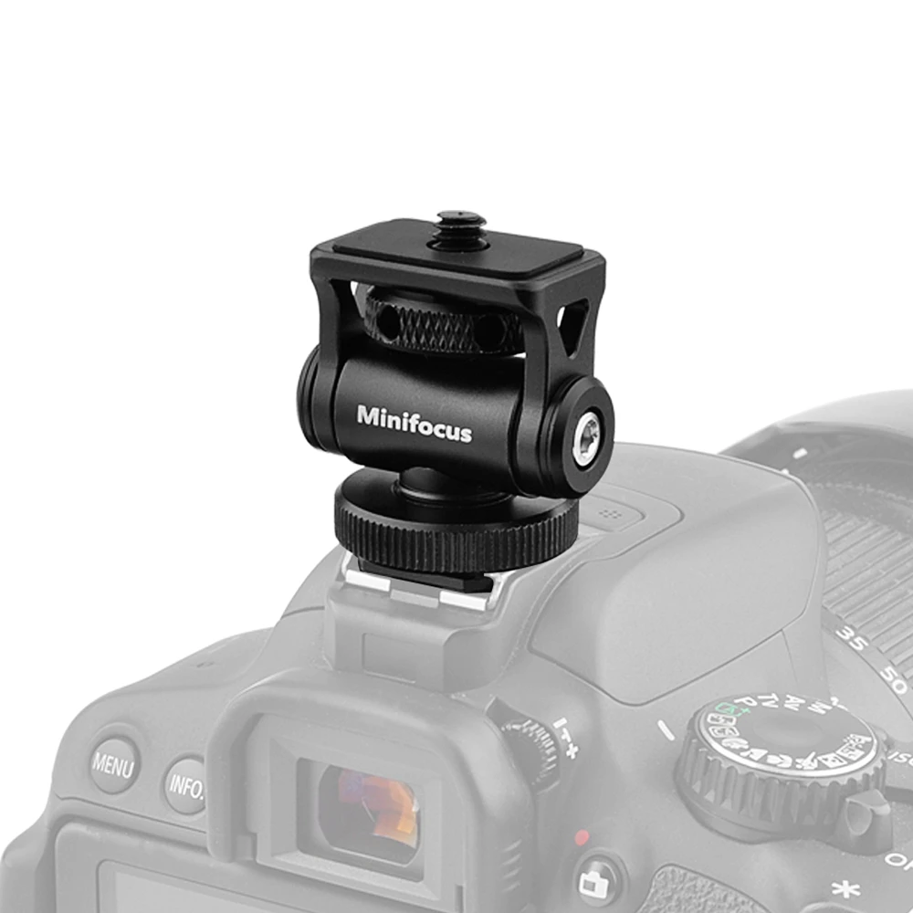 Minifocus Monitor Holder Cold Shoe Mount for Camera Field Monitors Microphone Hot Shoe 180 Degree Tilt Adjustable Mount