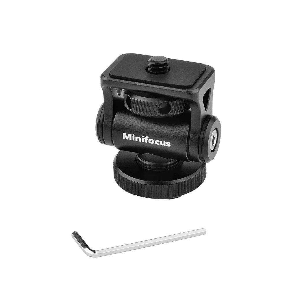 Minifocus Monitor Holder Cold Shoe Mount for Camera Field Monitors Microphone Hot Shoe 180 Degree Tilt Adjustable Mount