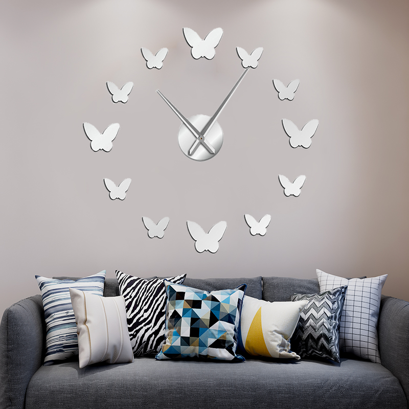 Mirror DIY Butterfly Wall Clock