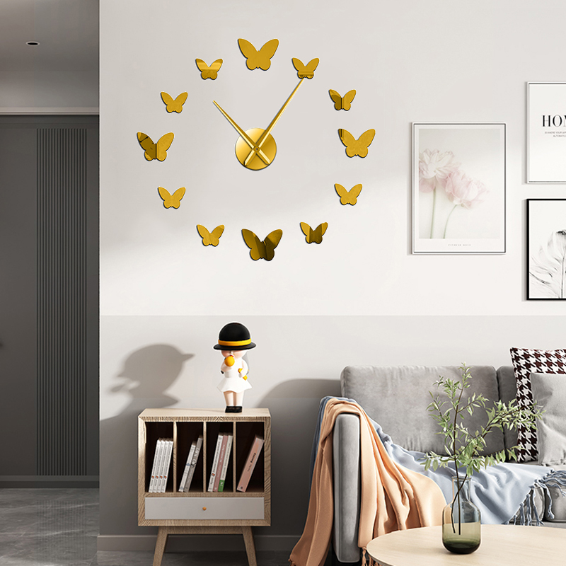 Mirror DIY Butterfly Wall Clock