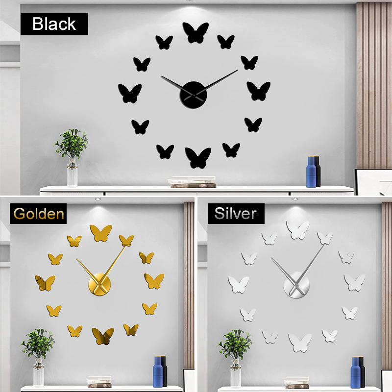 Mirror DIY Butterfly Wall Clock