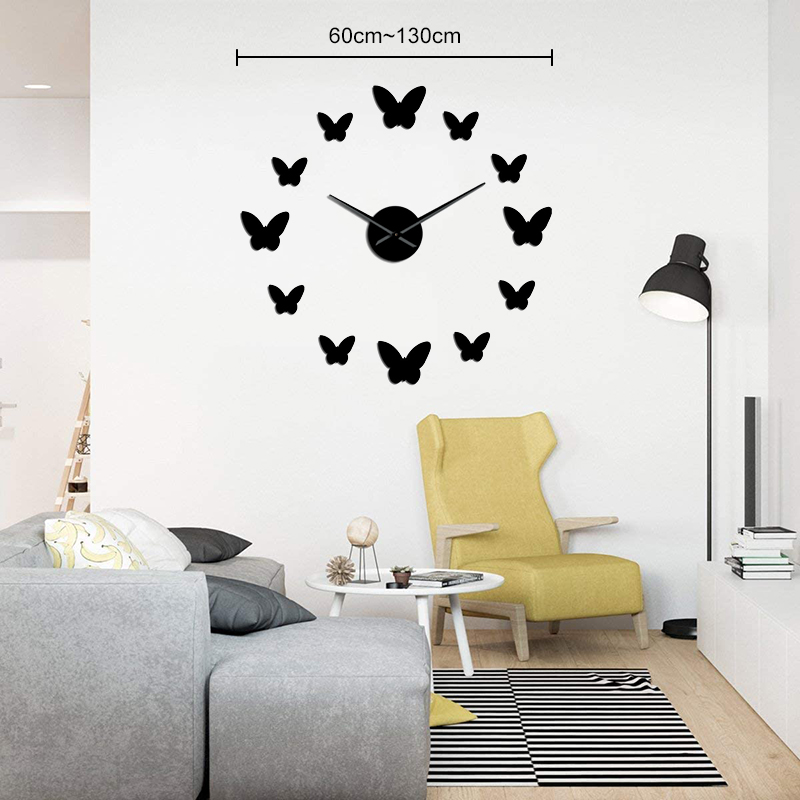 Mirror DIY Butterfly Wall Clock