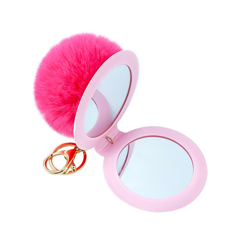 Mirror Keychain Cute Puff Ball Keychain Mirror Keychain Cute Puff Ball Keychain