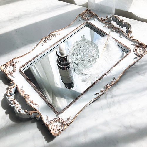 Mirrored Serving Tray Metal Material Mirrored Serving Tray Metal Material