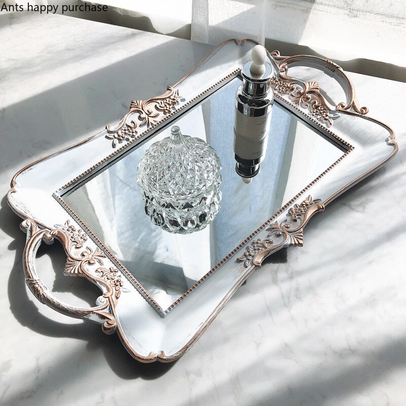Mirrored Serving Tray Metal Material