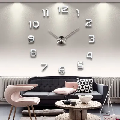 Mirrored Wall Clock Home Decor Stickers Mirrored Wall Clock Home Decor Stickers